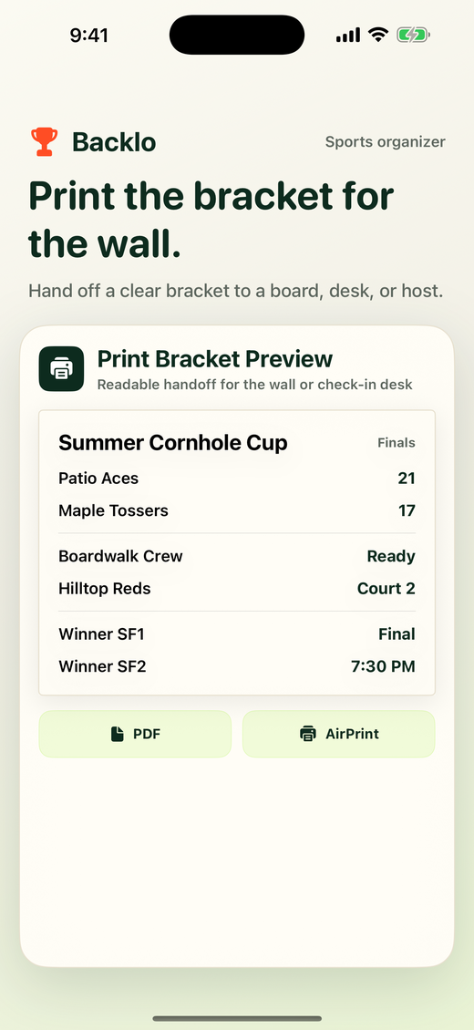 Print bracket preview